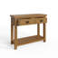 Alzenia 2 Drawer Console Hall Table. 105cm Wide. Solid Oak. Burnished Brass Handles