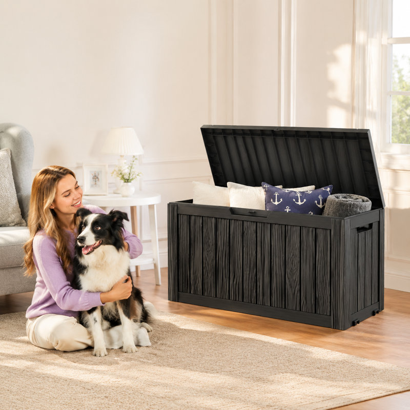 Boîte de rangement pour terrasse 75 gallons, Noir