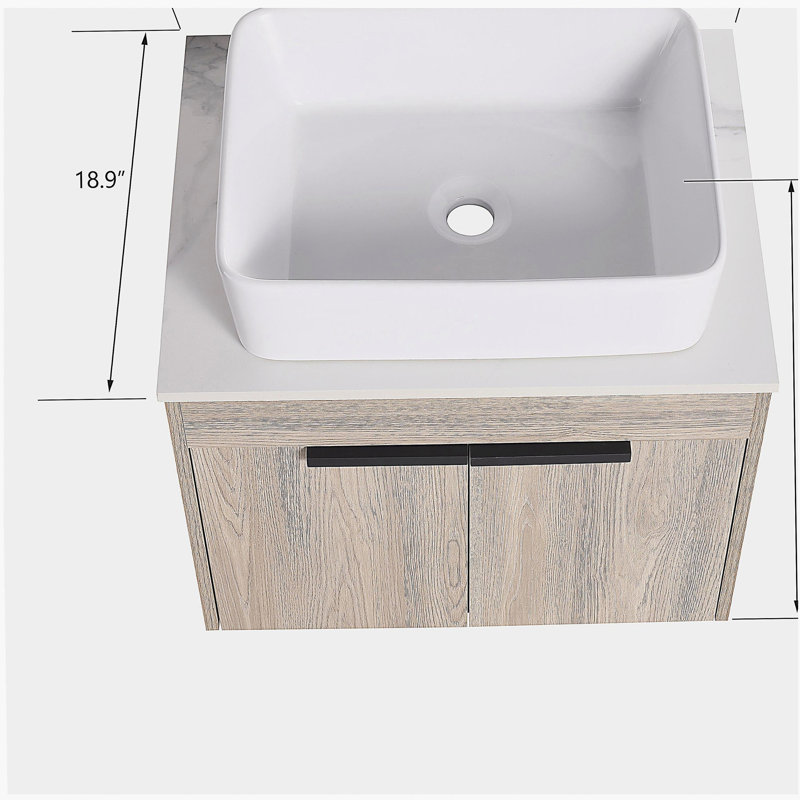 Ensemble de meuble-lavabo mural 24 po avec lavabo en céramique, 24"