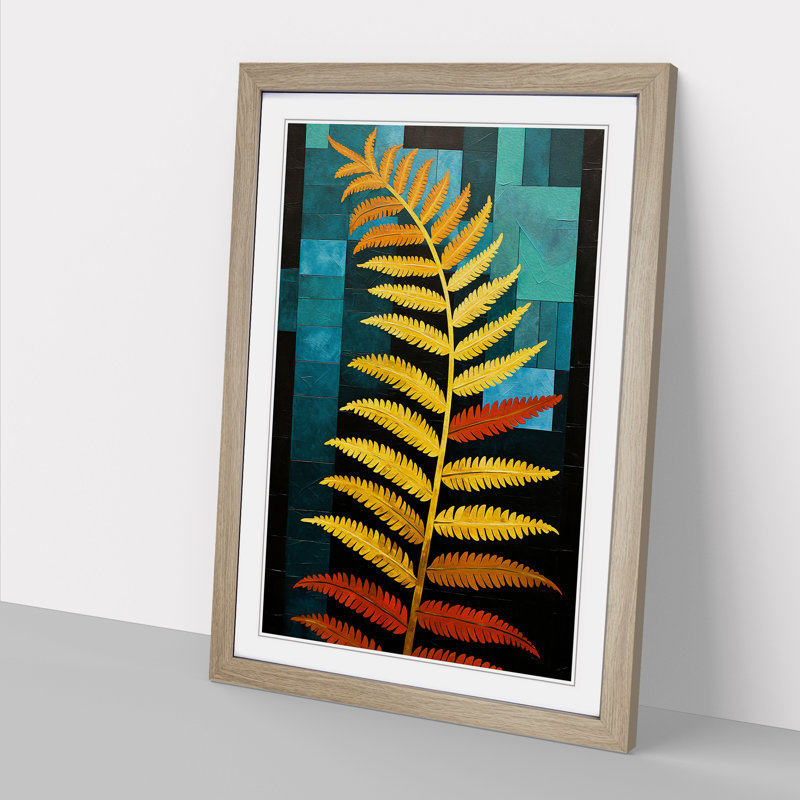 Fern Leaf Constructivism No.2 - Framed Print, 64cm H x 46cm W x 2cm D, Oak