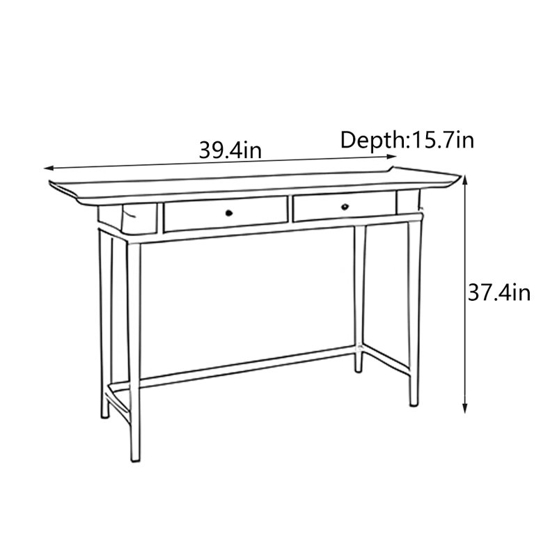 New Chinese Style  Solid Wood Console Table, 37.4" H x 39.4" W x 15.7" D