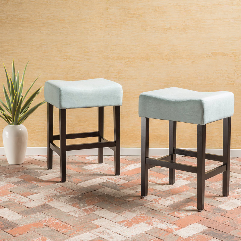 Ensemble de 2 tabourets de bar à hauteur de comptoir en cuir 26,75 po, bleu clair