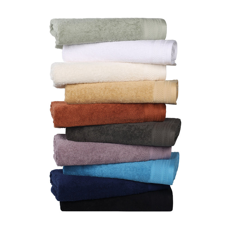 Sea Fog Oversized Cotton Bath Sheets Set with Honeycomb Border