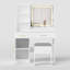 Bureau de maquillage avec miroir et lumières, coiffeuse blanche avec prise de courant et 3 modes d'éclairage, ensemble de coiffeuse avec tiroirs d'armoire et tabouret de rangement pour la chambre