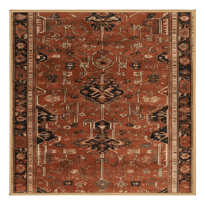 Machine Washable Persian Brown Area Rug