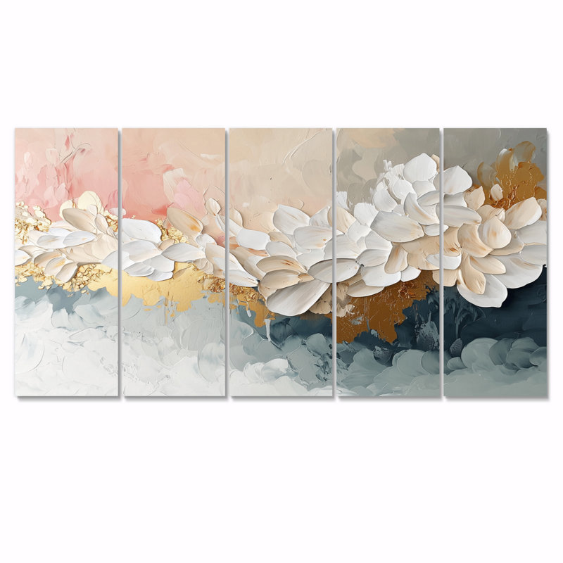 «White Brushstroke Abstract Paint II - Abstract Collages», art mural sur toile, H 32 po x l 80 po