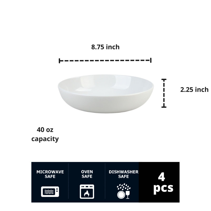 Keswick 8.75"/40Oz. Coupe Dinner Bowl, White
