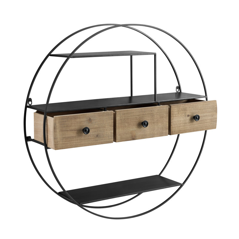 3 Piece Circle Accent Shelf with Drawer
