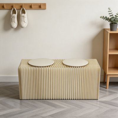 Banc pliable extensible en accordéon extensible, tabouret en papier nid d'abeille 2 places avec coussins pour la maison, le bureau, le centre commercial, capacité de poids de 661 lb