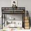 Lit mezzanine en métal peu encombrant avec rangement intégré de style moderne pour chambre d'enfant et d'adolescent-1161991731