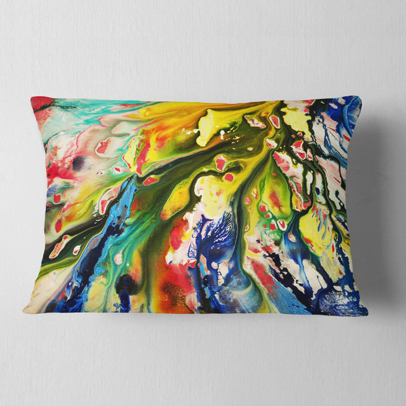 Mélange de couleurs à l'huile - oreiller imprimé abstrait, 12 po x 20 po, Rectangulaire