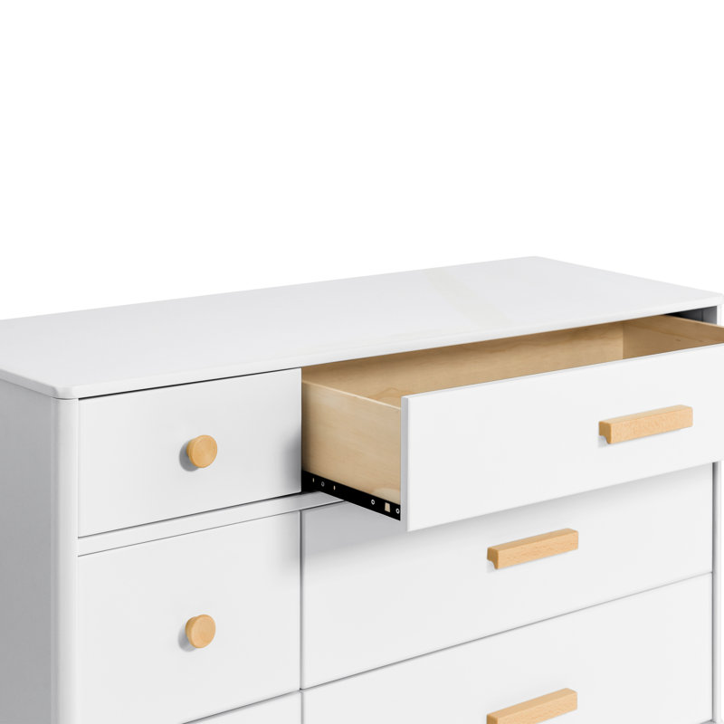 Commode double 6 tiroirs Lolly, Blanc/naturel