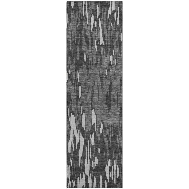 Tapis gris Prisco lavable à la machine de qualité supérieure, Tapis de couloir 2 pi 3 po x 7 pi 6 po
