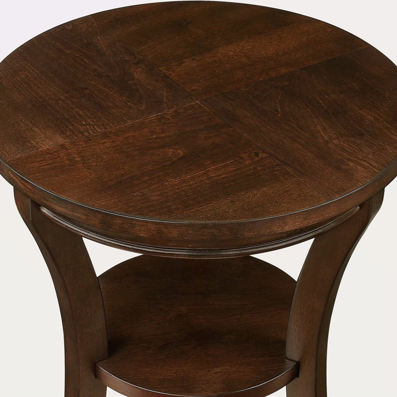 Table de bout ronde en bois de 16 po, table d'appoint avec tablette ouverte, petite table d'appoint pour petit espace, table d'appoint polyvalente pour table de chevet dans la chambre à coucher