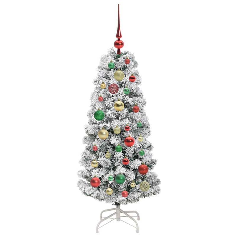 Artificial Hinged Christmas Tree Green and white, 3.94 ft
