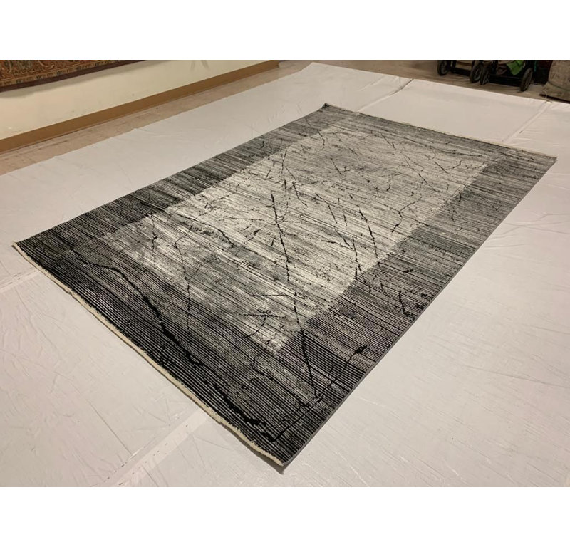 Tapis contemporain moderne touffeté à la main 10X13, Rectangle 7 pi 10 po x 9 pi 6 po