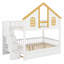 Lit superposé House avec toit, fenêtre, porte, escalier de rangement et lit gigogne-1696628272