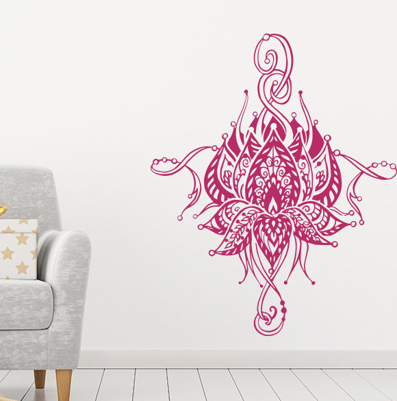 Décalcomanie murale fleur lotus Buller, Rose vif