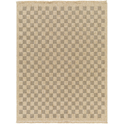 Outdoor Jute-Look Checkered Rug Tan/Black_MGE2311