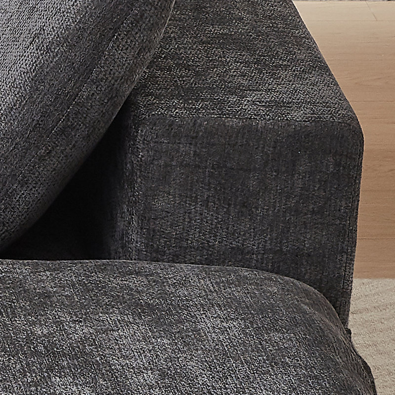 Modern Chenille Cloud Boneless Sectional Sofa, Dark Gray Chenille