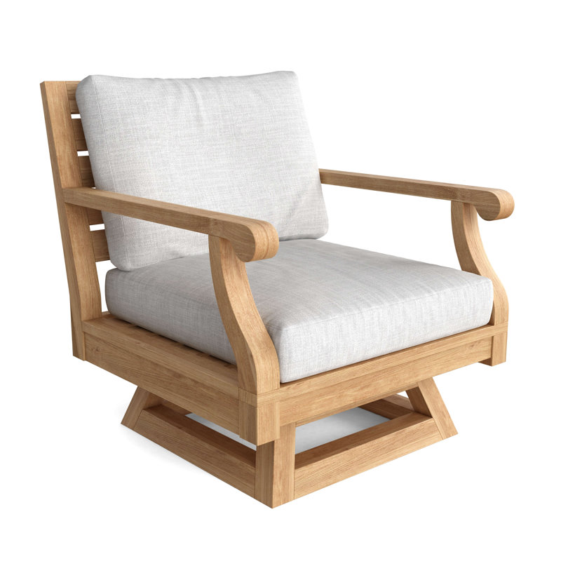 Riviera Outdoor Teak Swivel Lounge Chair, White