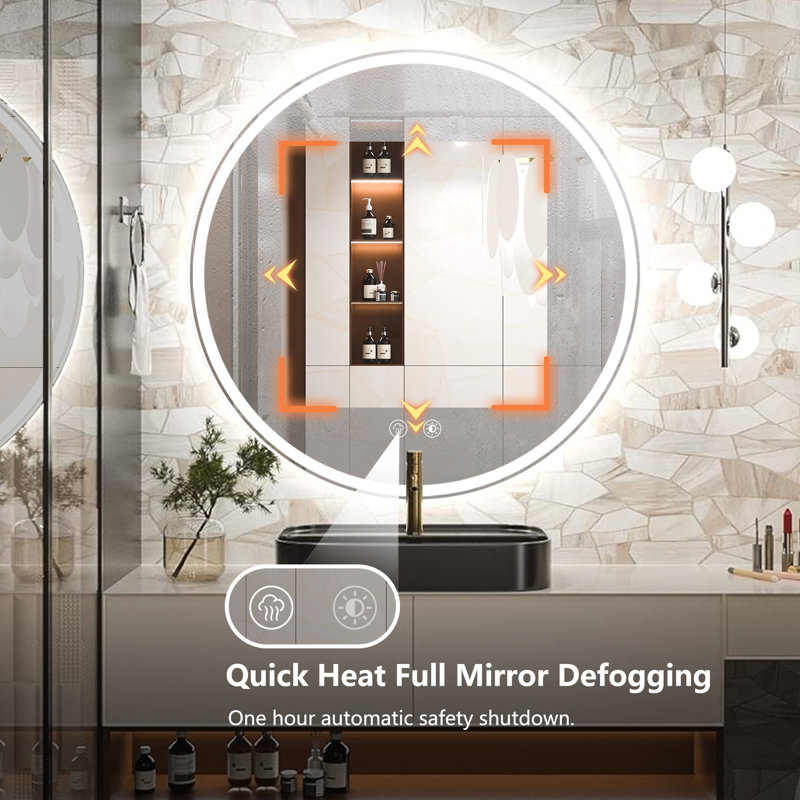 Heta Round LED Bathroom Mirror Anti-Fog Dimmable