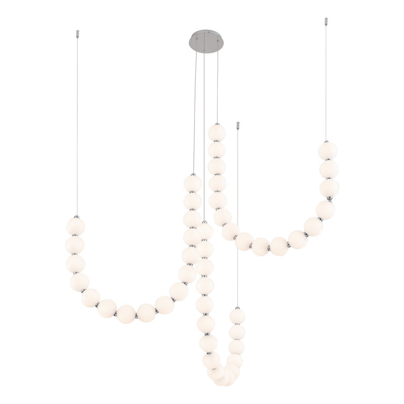 Akoya 48 Light Silver dimmable LED Chandelier, 3 Head Chandelier, Chrome-RT