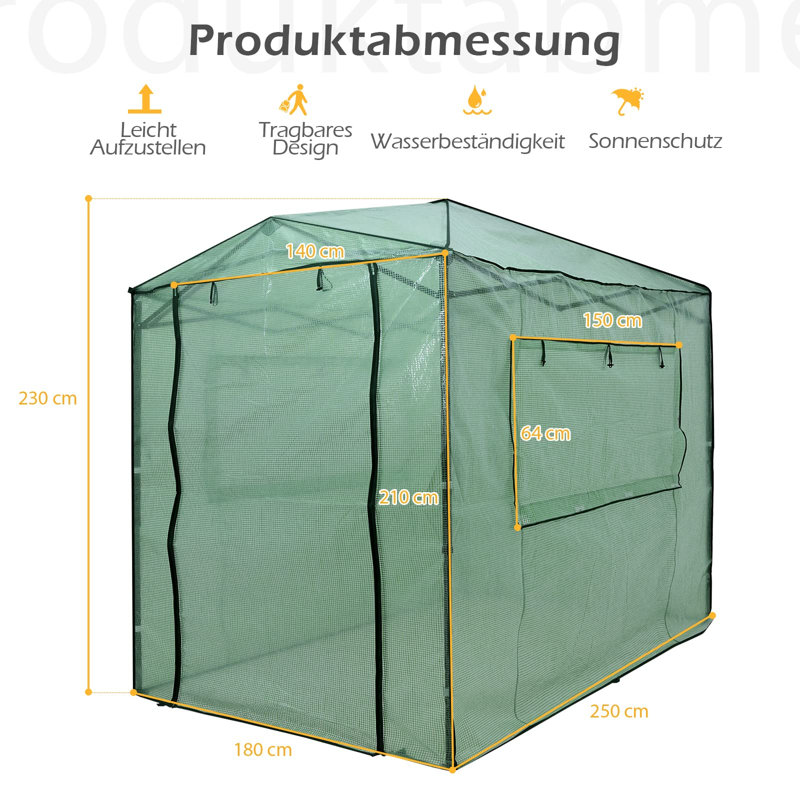 Assylbek 15 Ft W x 20.5 Ft D Hobby Greenhouse