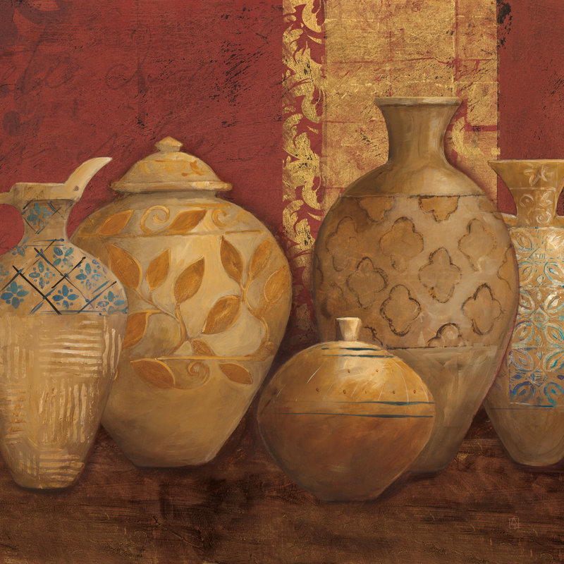 «Aegean Vessels Spice Extra Vessel», peinture sur toile tendue, H 12 po x l 12 po, Non, Toile avec cadre flottant or