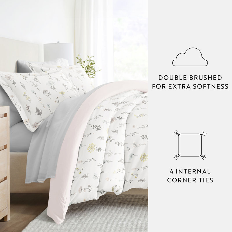 Twin XL Pink Floral Polyester Bedding Ensemble