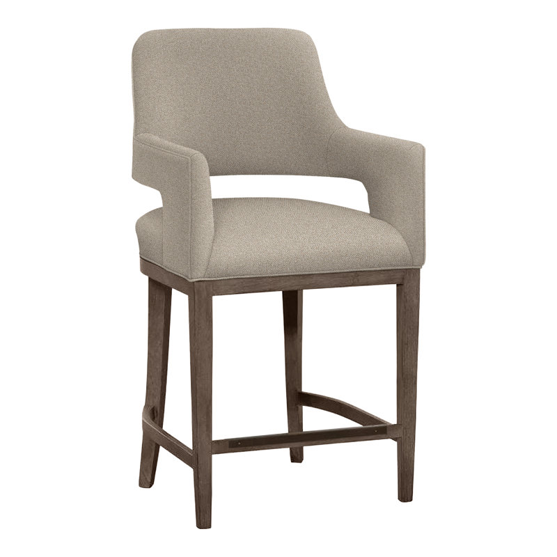 Josie Upholstered Stool with Solid Wood Frame, Sand (9508 05), Counter Stool (26.5" Seat Height), Mica