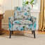 Fauteuil d'appoint avec motif floral et pieds en bois massif pour le salon-621979543