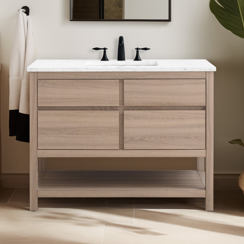 Meuble-lavabo simple 42 po avec plateau en pierre d'ingénierie Wesli