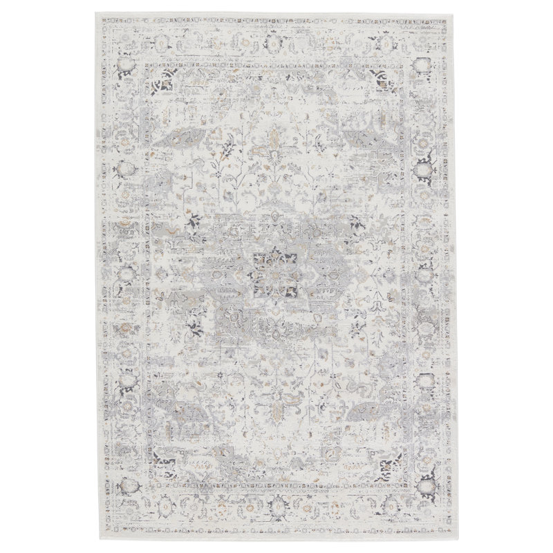 Tapis oriental crème / gris Christopherso, Rectangle 9 pi 6 po x 13 pi
