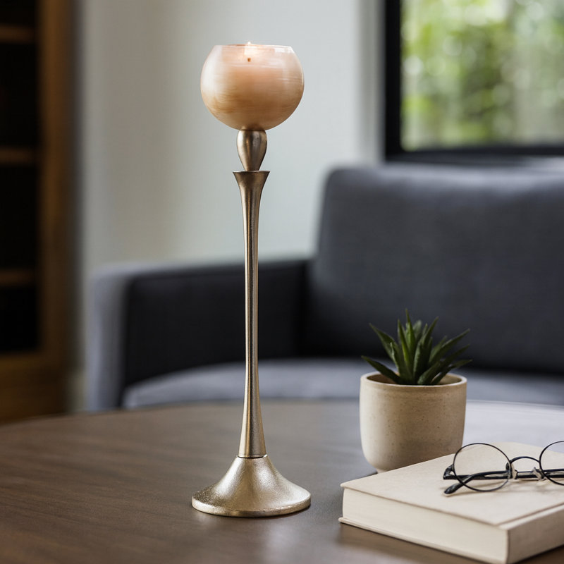 Porte-bougie en verre Adel Modern, H 20 po x l 5 po x P 5 po