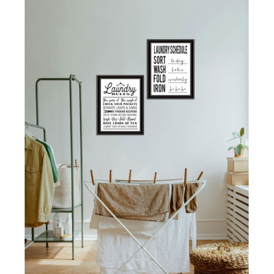 Gracie Oaks "Laundry Rules & Schedules" Framed Wall Art For Living Room, Wall Art Print For Home Decor, Bedroom Wall Art By Lettered & Lined