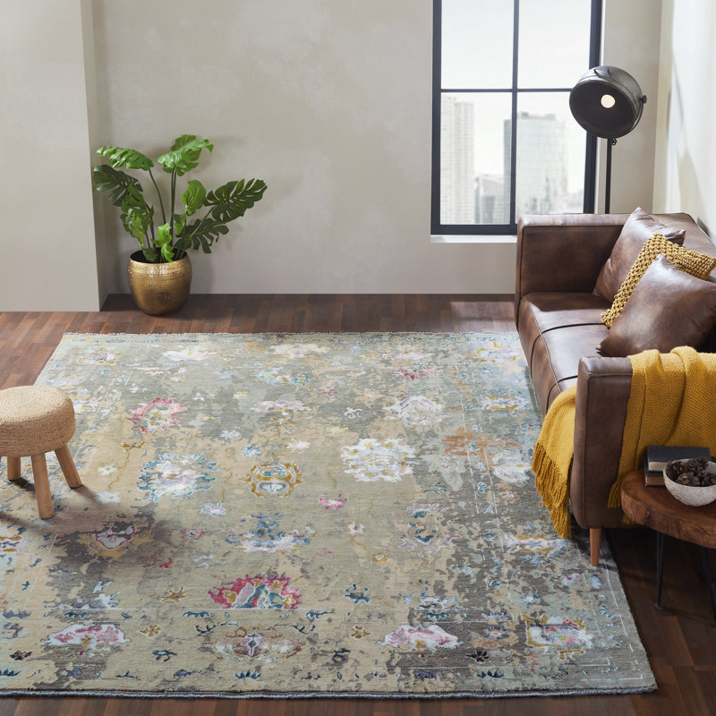 Tapis noué à la main Jiron Orchid Mist, Rectangle 3 pi x 5 pi