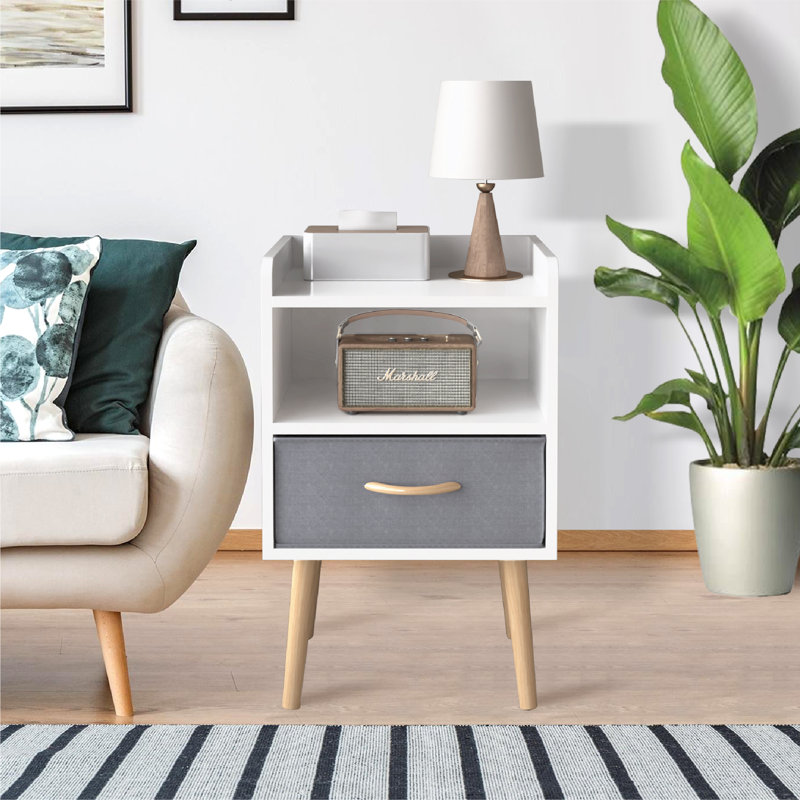 Kandence 15.8'' W Nightstand, White