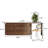 55.12"Solid Wood Extendable Dressing Table with Makeup Mirror and Makeup Stool