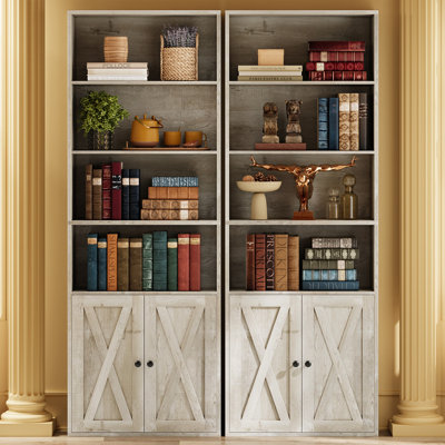 6 Tier Bookcase With Doors Set Of 2