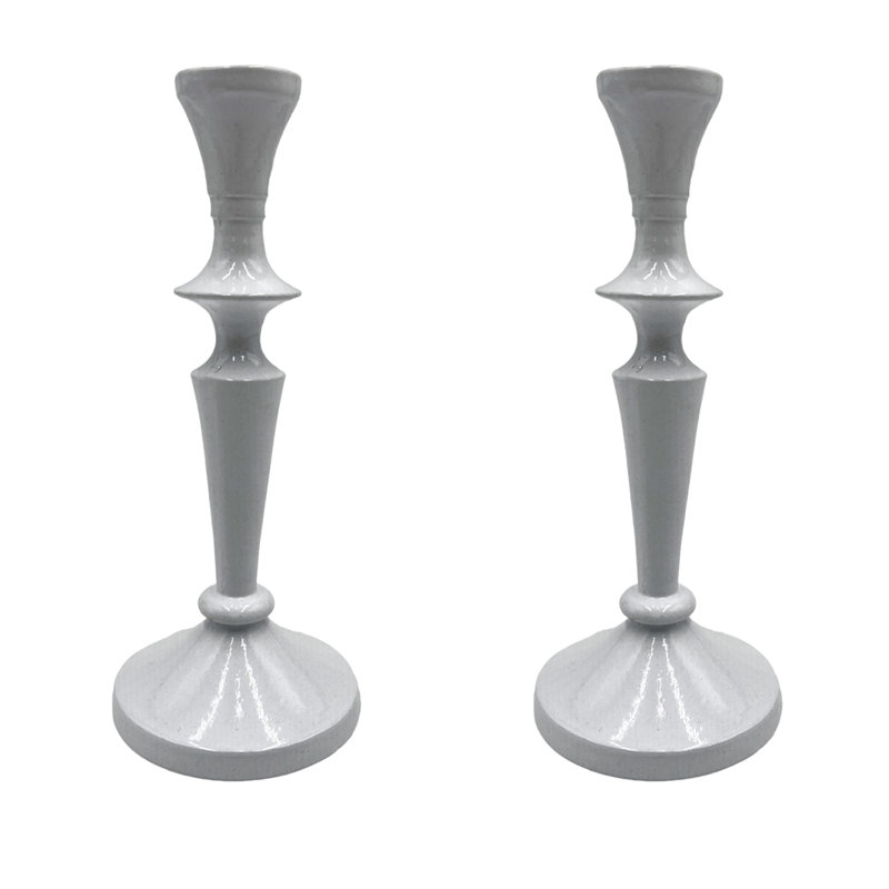 8'' H Aluminum Tabletop Taper Candlestick, White