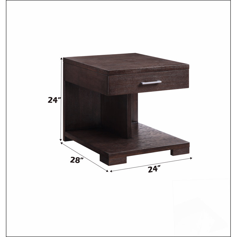 Table de bout Niamey, finition noyer, solutions de table de bout modernes, collection de tables de bout Compact