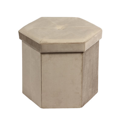 Damis 34 cm W Velvet Hexagon Ottoman with Storage
