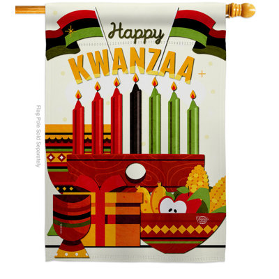 Double Sided 40'' H x 28'' W Polyester Kwanzaa House Flag