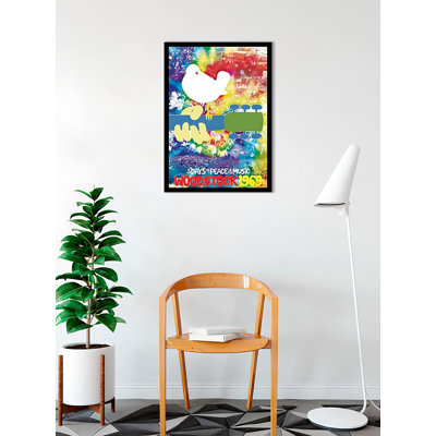 Woodstock 1969 Type Collage Framed Graphic Art