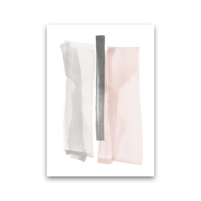Grey And Pink Brushstrokes II - Print