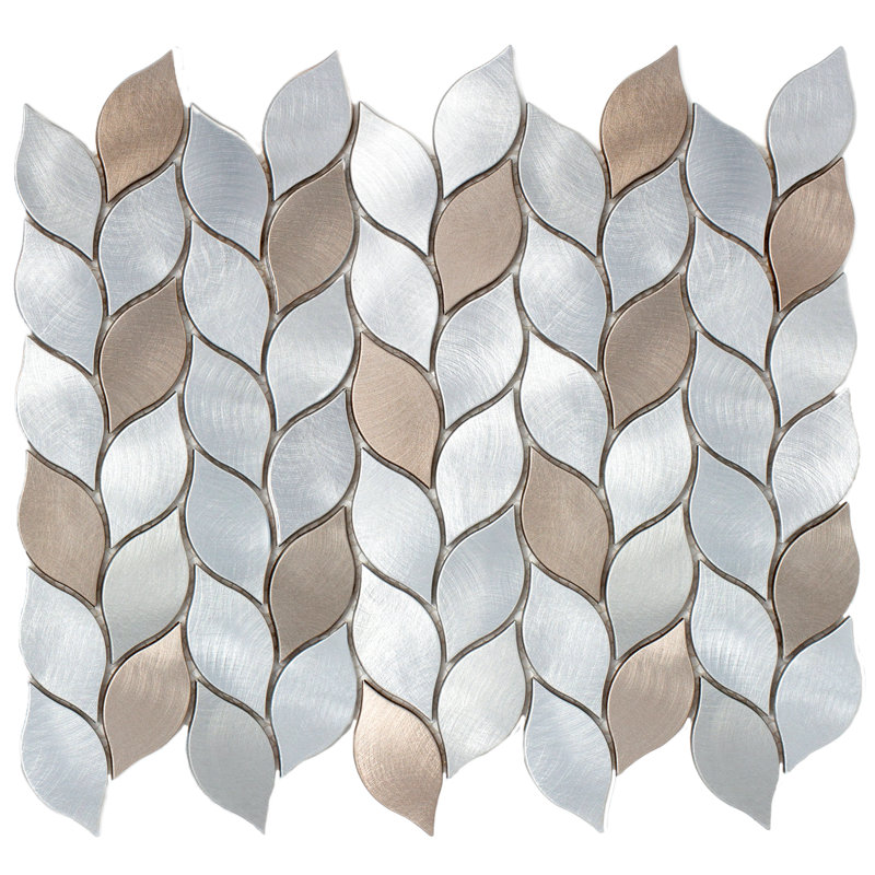Carreau de mosaïque géométrique en aluminium mat 12,21 po x 13,39 po Silvleaf, Bronze