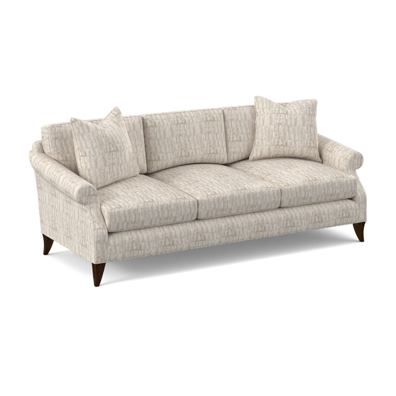 Turner Upholstered 86'' Sofa, American Walnut, White Caps Fog Viscose
