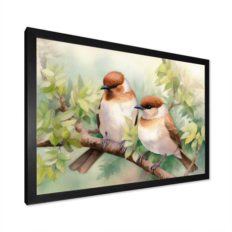 Oiseau sur toile, impression de jardin printanier, oiseaux du printemps IV, H 30 po x l 40 po x P 1,5 po, Cadre simple noir