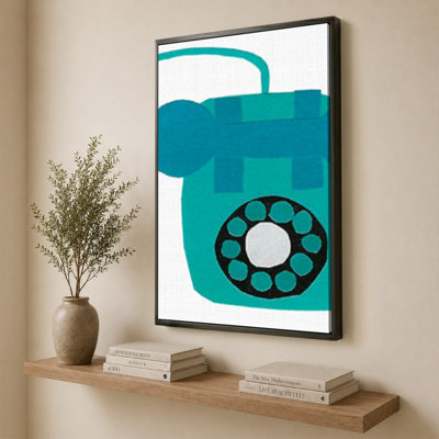 «Retro Téléphone Blue» par Jen Bucheli - Impression sur toile